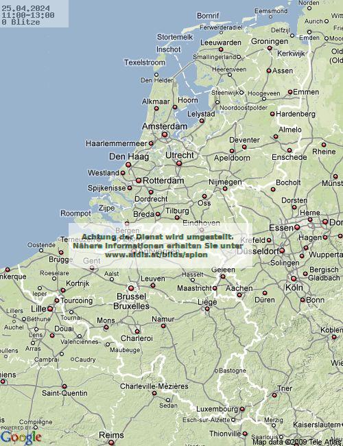 Lightning Netherlands 11:00 UTC Thu 25 Apr